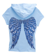Girls Top Short Sleeve Zip Up Jacket Wings