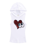 Girls Sleeveless Top - Heart/eyes