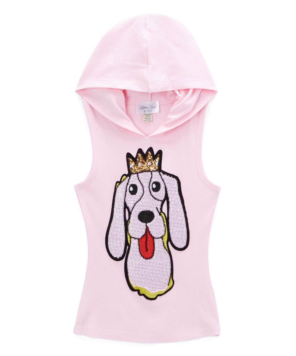 Girls Sleeveless Top - Sequin Dog