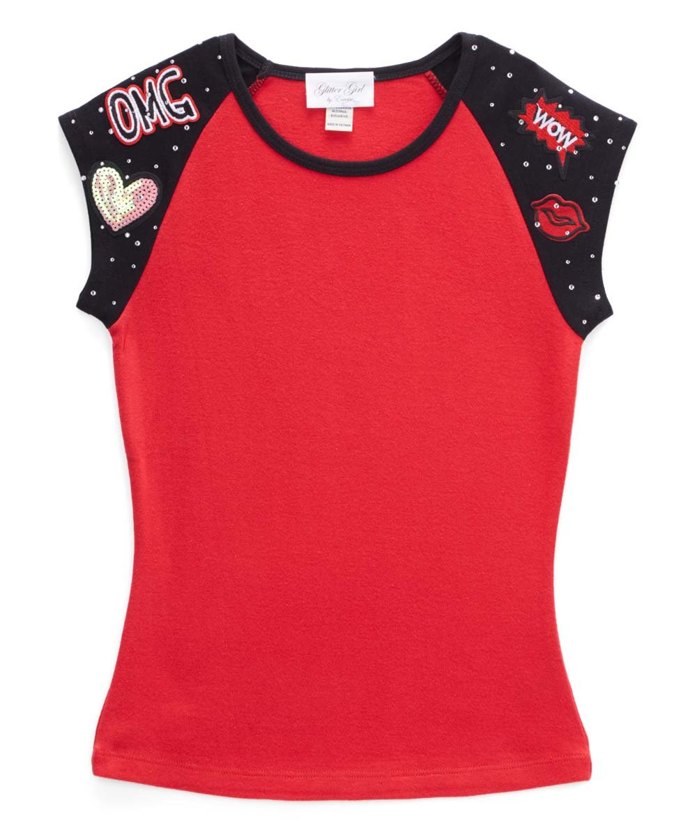Girls Top Short Sleeve Top - Appliques