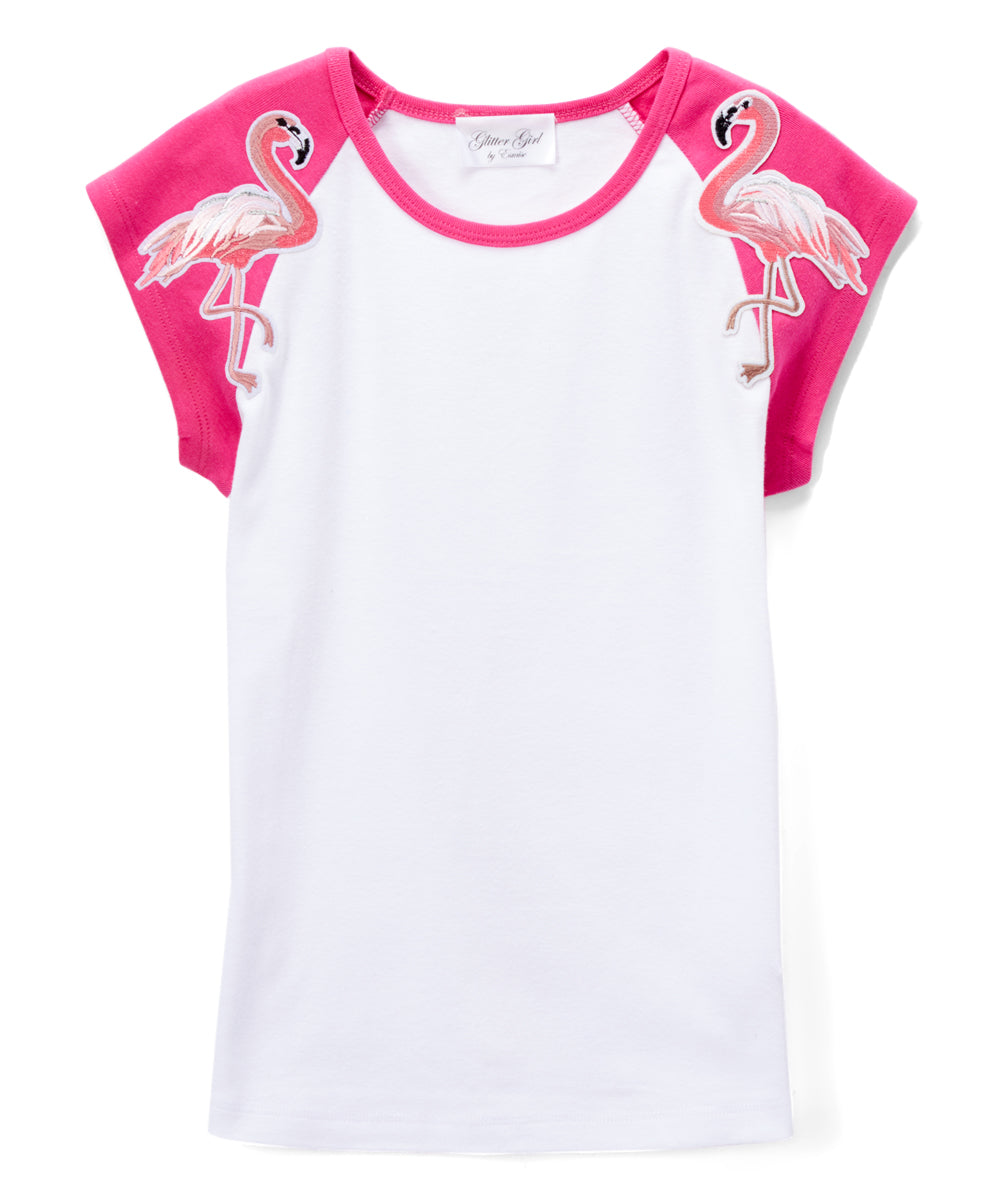 Girls Top Short Sleeve Flamingo Top