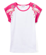 Girls Top Short Sleeve Flamingo Top