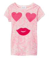 Girls Short Sleeve Top - Lips/Face