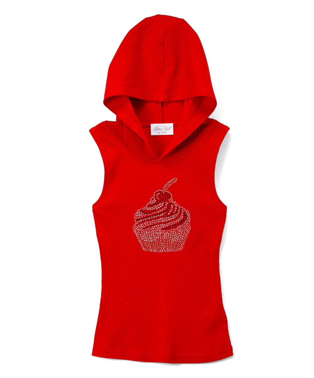 Girls Sleeveless Top - Hoodie - Cupcake