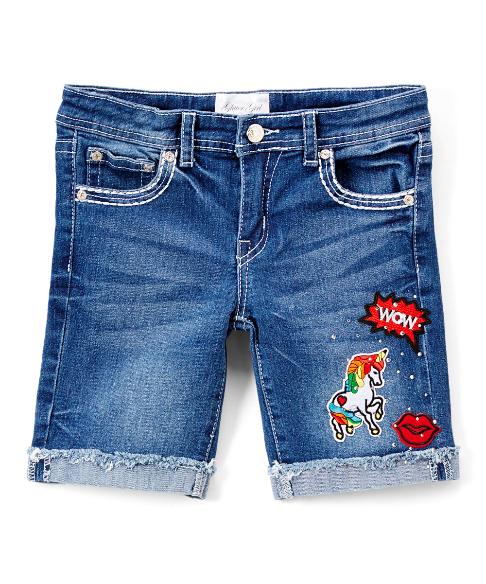 Girls Shorts - Denim - Unicorn
