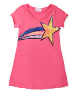 Girls Top Short Sleeve Tunic Sequin Rainbow Star