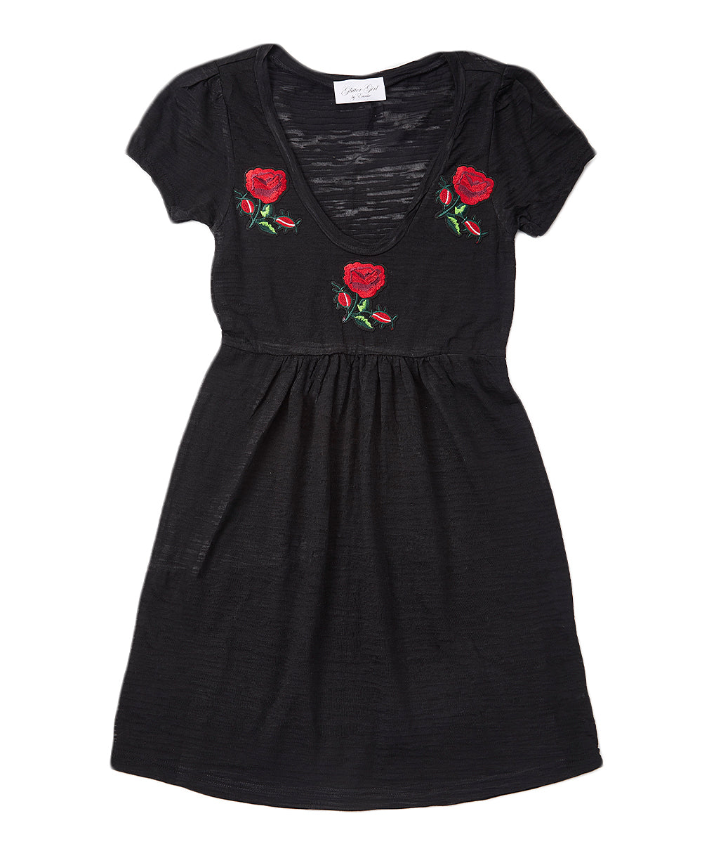 Girls Top Short Sleeve Tunic dress - Roses