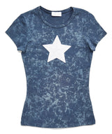 Girls Top Short Sleeve Top - White Sequin Star