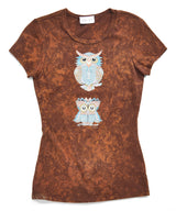 Girls Top Short Sleeve Crew Tee-Owls