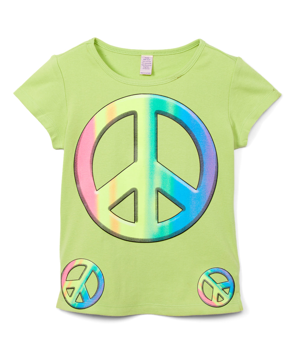 Girls Short Sleeve Top - Peace Sign
