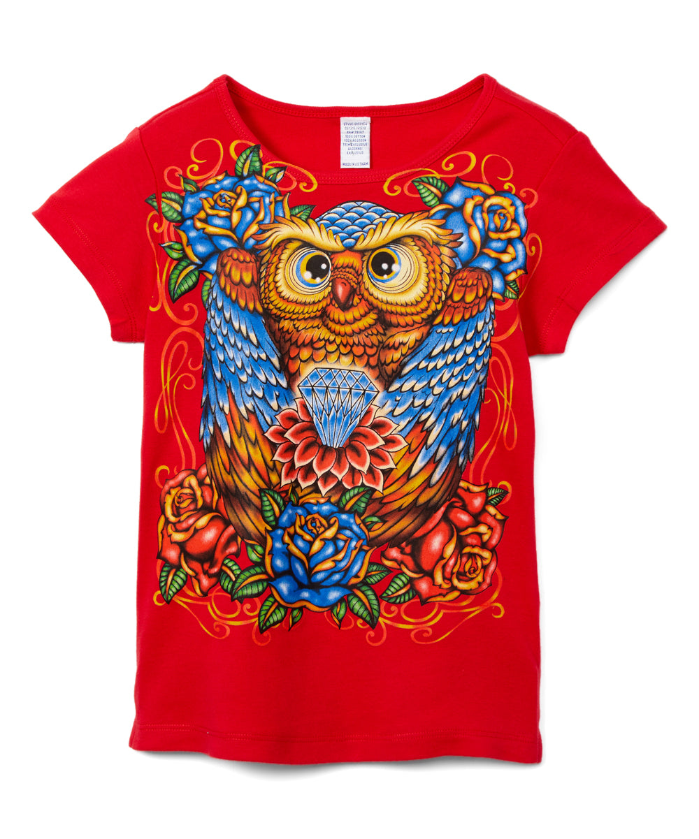 Girls Short Sleeve Top - Owl