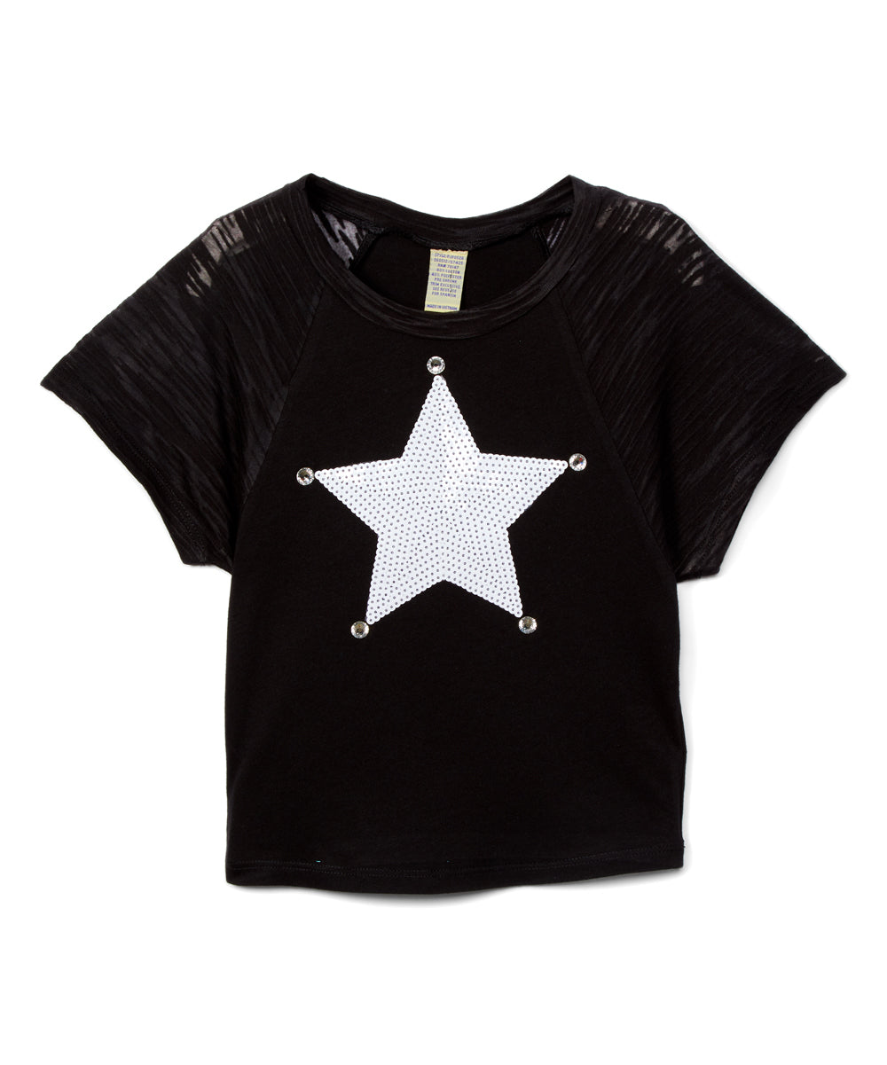 Girls Short Sleeve Top - Sequin Star