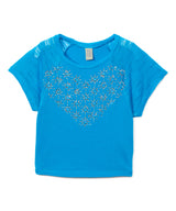 Girls Short Sleeve Top -Beaded Heart