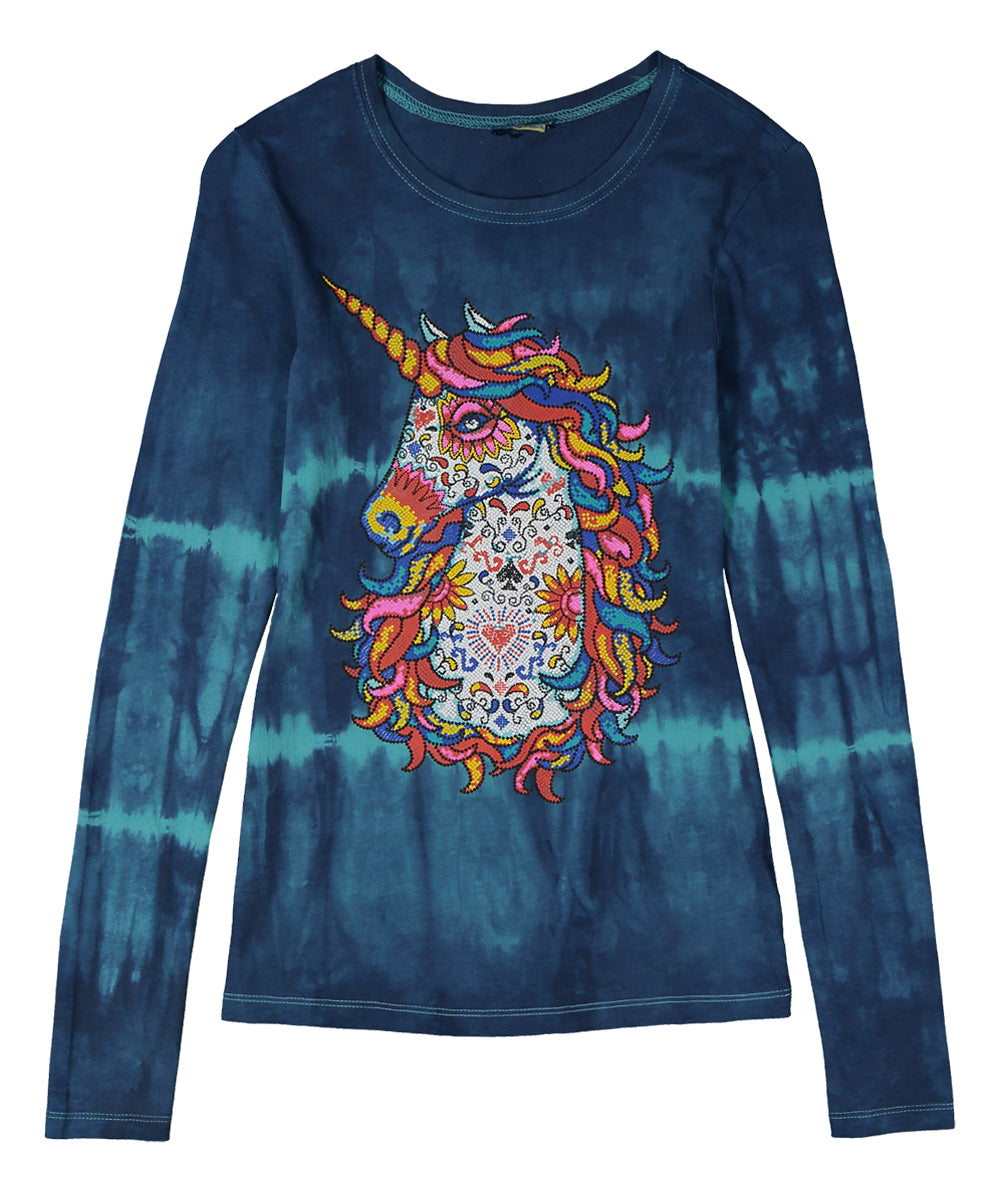 Girls Long Sleeve Top - Mosaic Unicorn