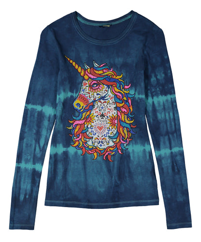 Girls Long Sleeve Top - Mosaic Unicorn