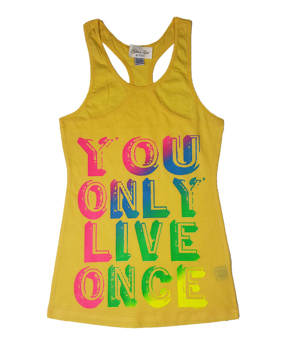 Girls Sleeveless Top - YOLO By Glitter Girl