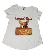 Girls Short Sleeve Top - Pizza/Dog