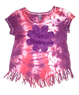 Girls Top Short Sleeve Fringe Top