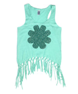 Girls Sleeveless Top - Glitter Flower