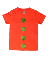 Girls Top Short Sleeve T  V Neck -shirt Hearts