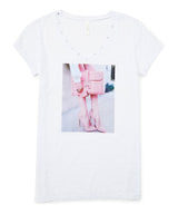 Junior Short Sleeve Top - Pink Purse graphic