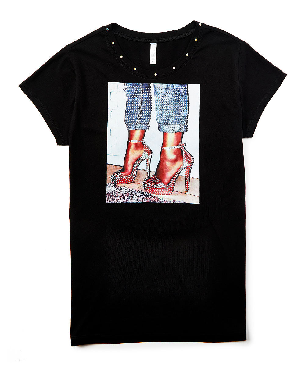 Women & Junior Top Short Sleeve Graphic Tee By Bling Bling U Sparkle Girl