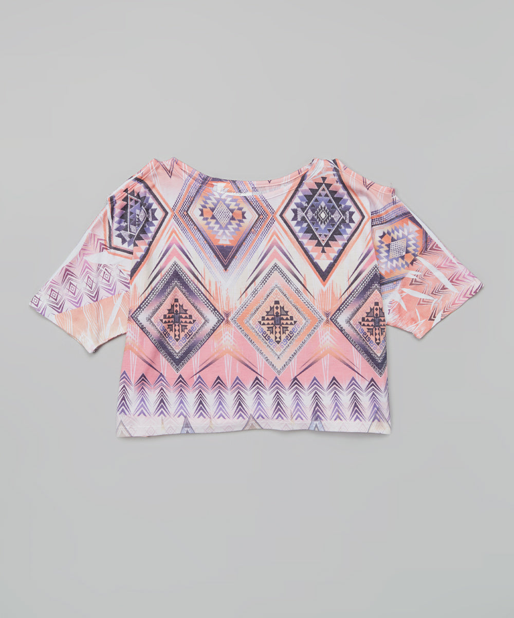 Girls Top Short Sleeve -Aztec