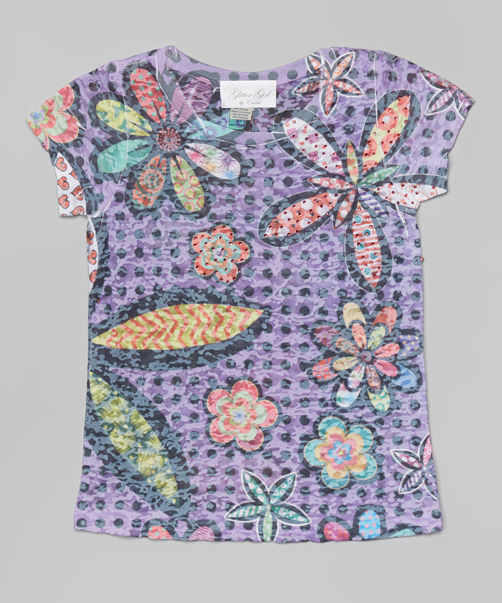 Girls Short Sleeve Top Flowers all over