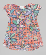 Girls Top Short Sleeve T Shirt - Allover Flower Print