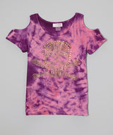 Girls Top Short Sleeve Cold Shoulder - Skull