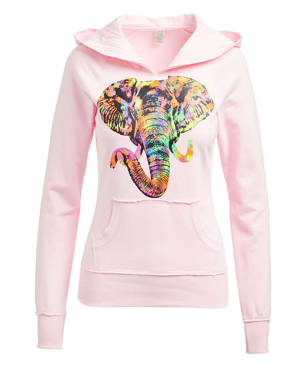 Girls Long Sleeve Top -Pullover Hoodie Elephant