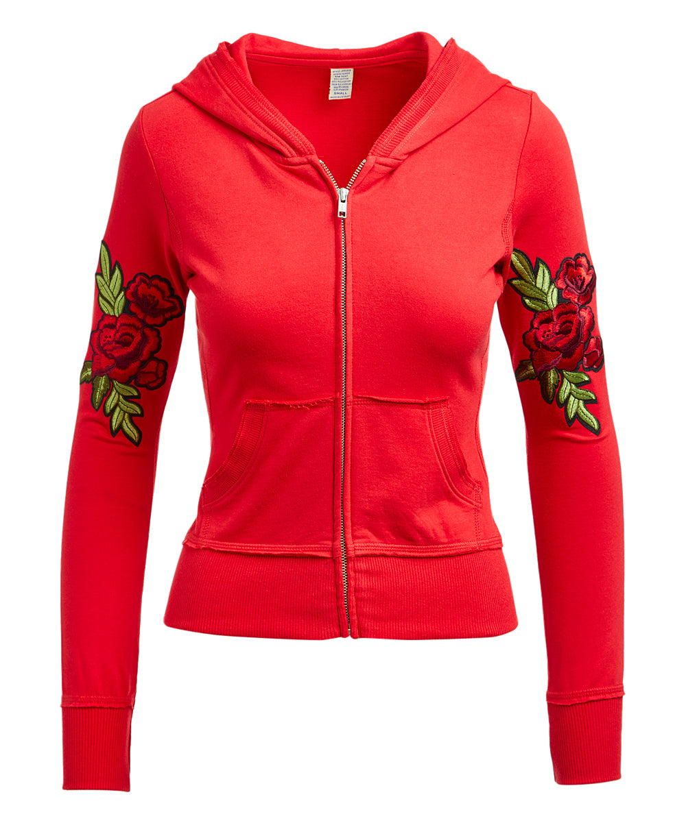 Girls Long Sleeve Top - Zip Up Jacket - Flowers