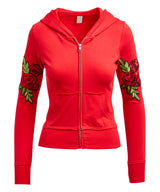 Girls Long Sleeve Top - Zip Up Jacket - Flowers